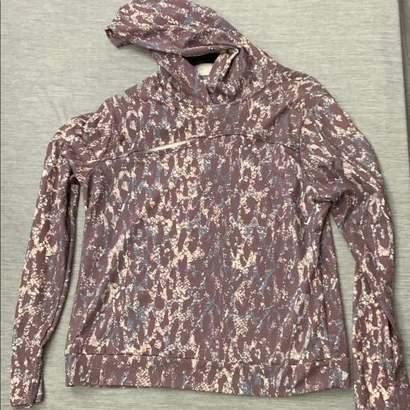 Flexure Bodywear Tops - Flexure Bodywear Pink and Gray Long Sleeve Hooded Sweatshirt cutout design
